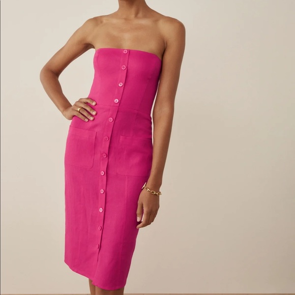 NWT Reformation Prescott linen dress in pink, size 0 - Picture 3 of 4